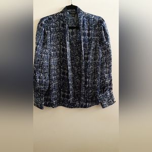 Investments Petites Long sleeve button down blouse with tie collar. Size PL